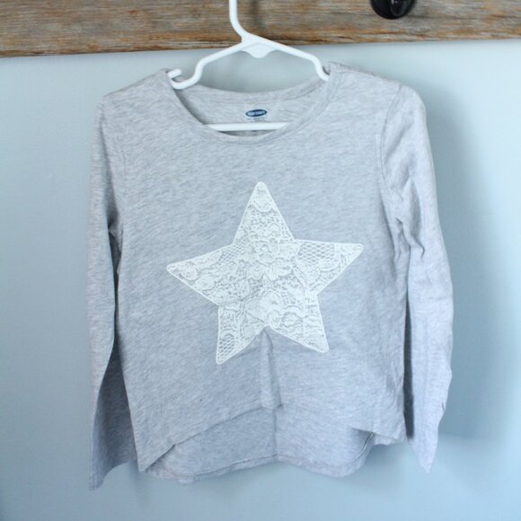 Old Navy Size 5T L/S Top Lace Star Applique - Picture 1 of 2